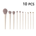 10-Piece Makeup Brush Set with Nylon Bristles - Foundation, Blush, Eye, Powder