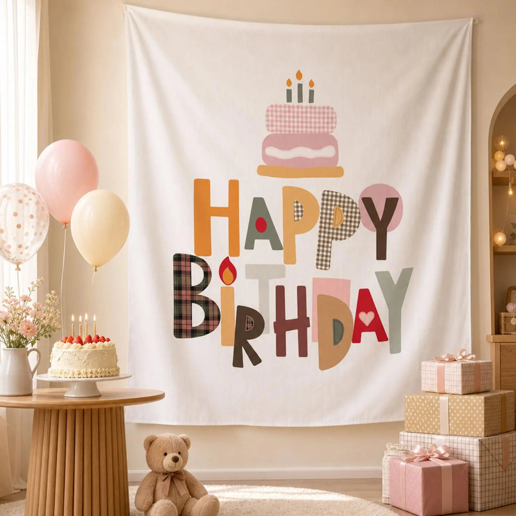 Birthday Celebration Tapestry Wall Decoration for Parties, Kids, Pets & More