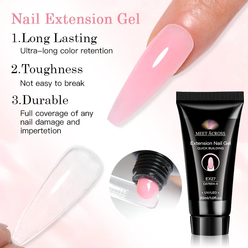 30ml Clear Pink Nude Nail Extension Gel Polish for Acrylic & UV Nails