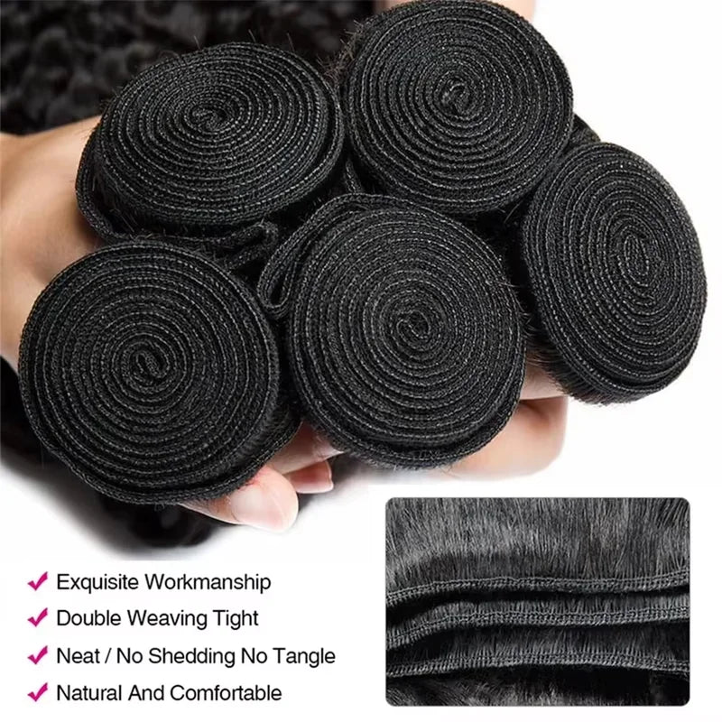 Deep Wave Human Hair Bundles - Brazilian Virgin Curly Hair Extensions for Sew-In & Weave