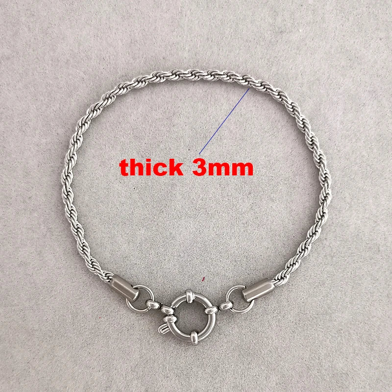 Anchor Clasp Bracelet Women Men Stainless Steel Rope Chain Jewelry Gold Silver