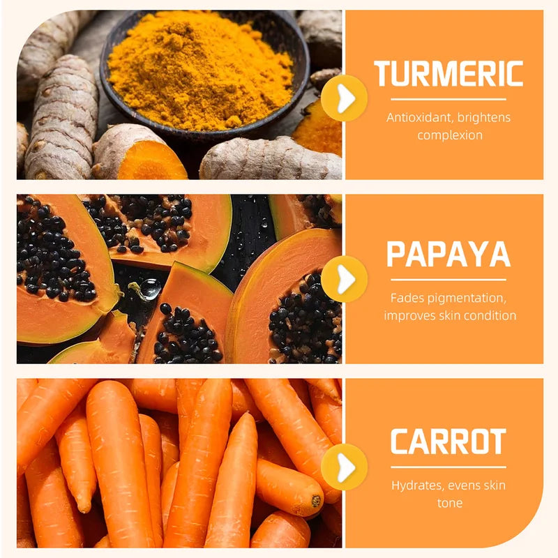 Lightening Soap Bar for Women with Turmeric Papaya Carrot 200g - Brightening & Dark Spot Removal