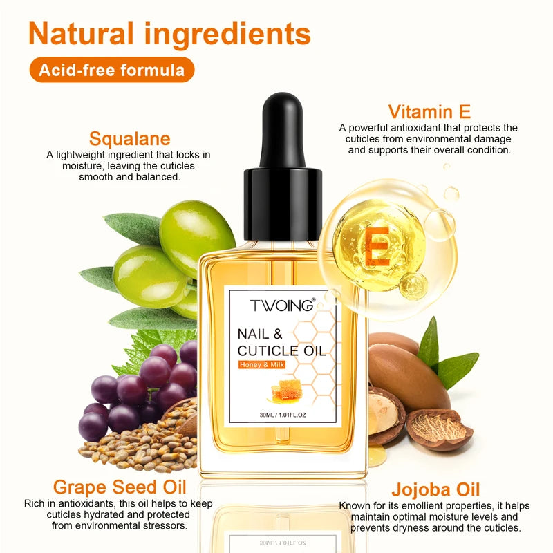 Honey Milk Cuticle Oil - 30ml Nail & Cuticle Moisturizer for Dry & Thin Nails