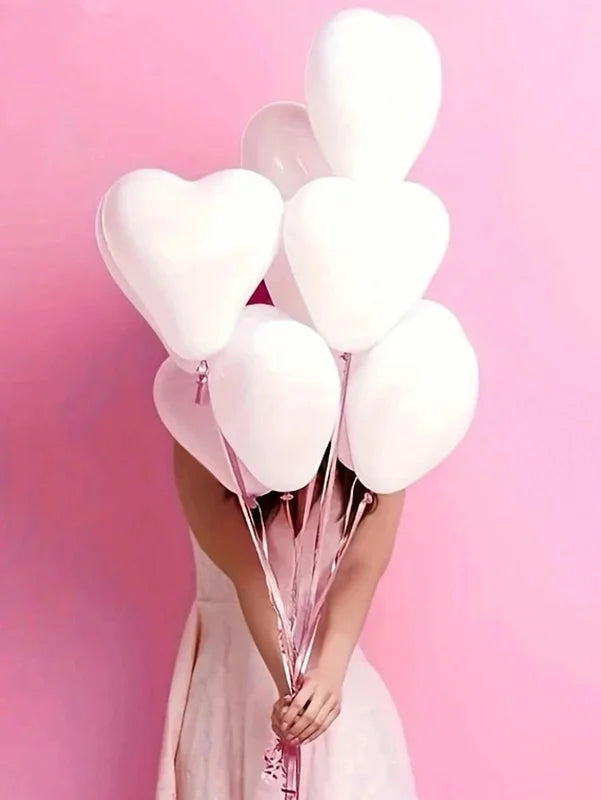 Heart-Shaped Latex Balloons Set - 10 Inches for Birthday and Valentine Decor