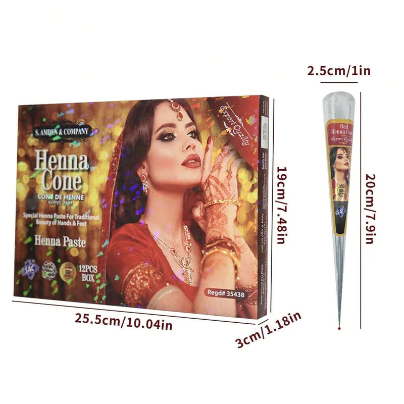 Festival Red Henna Cones for Body Art Waterproof Henna Paint - Creative Gift