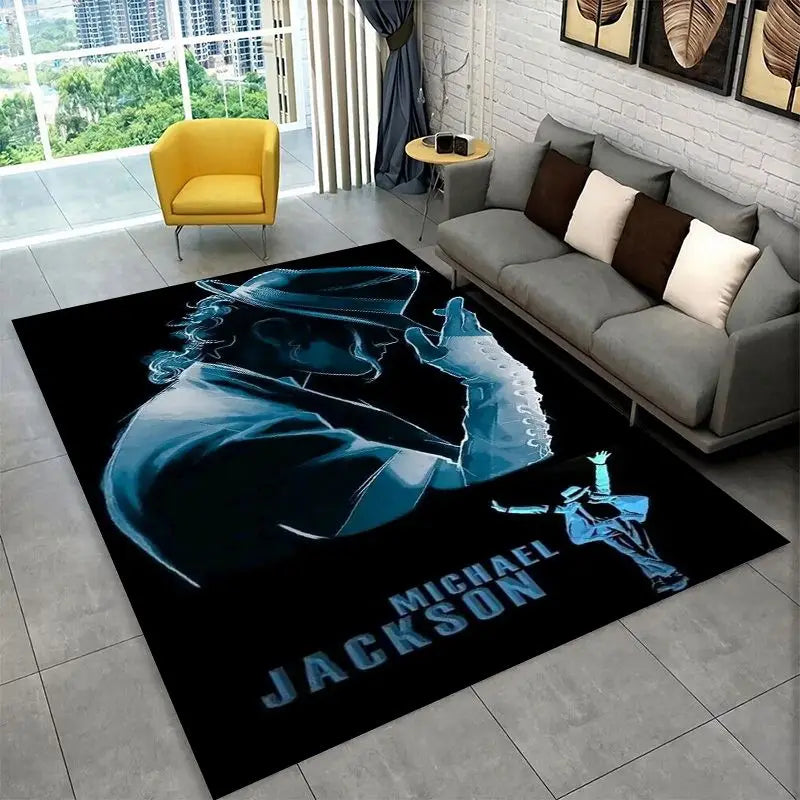 Retro Michael Jackson King of Pop Area Rug Non-Slip Floor Mat for Living Room Bedroom