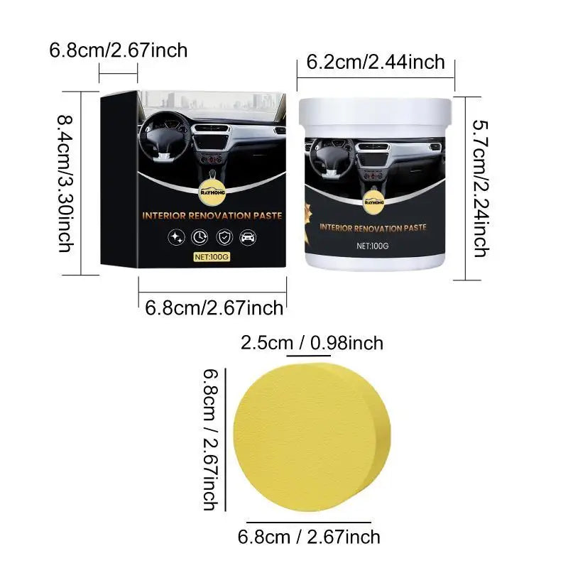 Car Interior Renovation Paste 100g Wax Cream for Leather Plastic Rubber Restoration