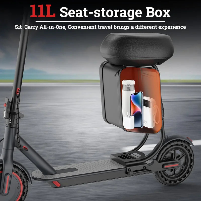 Electric Scooter 8.5'' with Seat & Removable Storage Box 350W Motor 19MPH