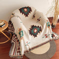 Oversized Boho Throw Blanket with Fringe Southwestern Geometric Design