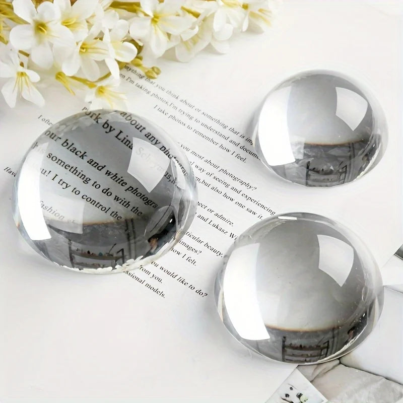 Clear Hemisphere Crystal Ball - Paperweight Decoration, Magnifier Glass 4cm/10cm