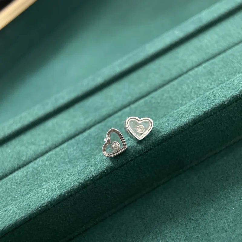 Sterling Silver Necklace Heart Pendant with Zirconia for Women - Multiple Colors