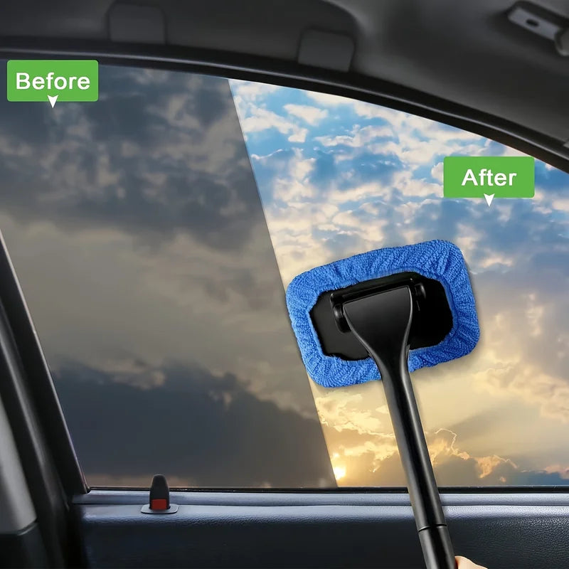 Car Windshield and Interior Window Cleaning Tool with Squeegee and Wiper for Dust and Stain Removal