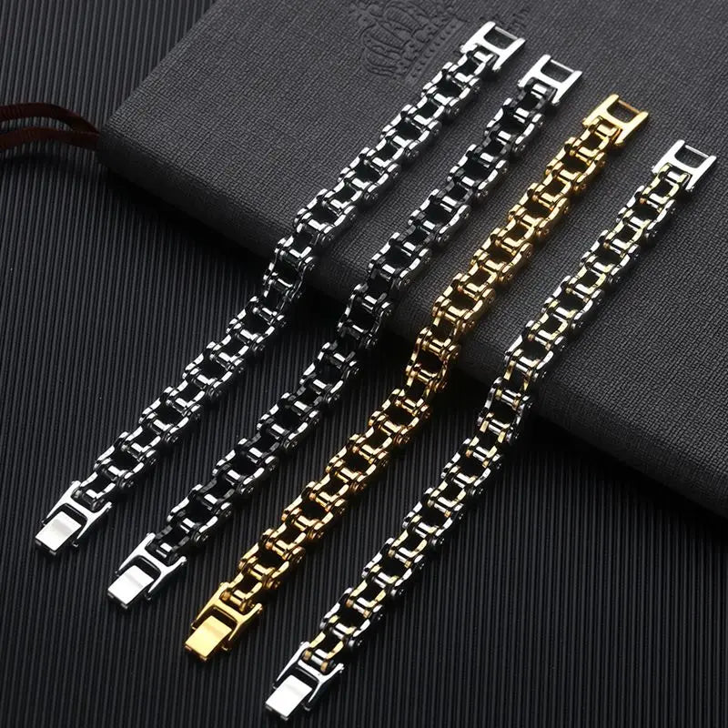 Men's Bicycle Chain Bracelet - Stainless Steel Punk Rock Biker Jewelry