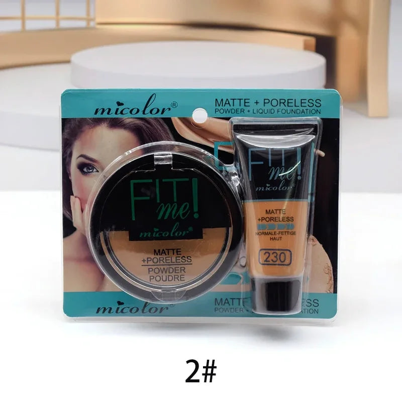 2-in-1 Dark Skin Liquid Foundation Set for Women - Waterproof Concealer & Oil Control Cream