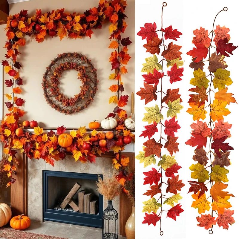 Thanksgiving Fall Maple Vine Garland Artificial Autumn Foliage Decor