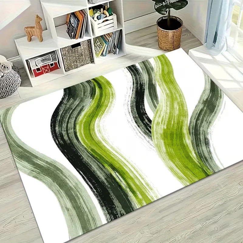 Realistic Garden Style Lawn & Wild Daisy Print Rug Non Slip Indoor Outdoor Mat