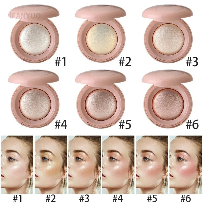 Long-lasting Waterproof Highlighter Palette with Natural Gloss & Shimmer - Multiple Colors