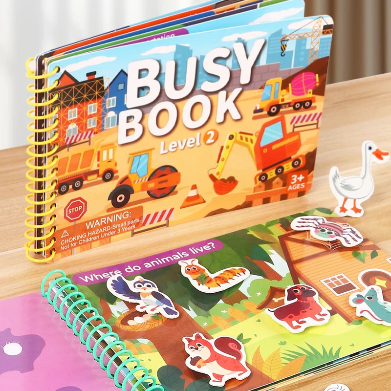 Children Busy Book 4 Themes Sticker Activity Book Educational Montessori Toy