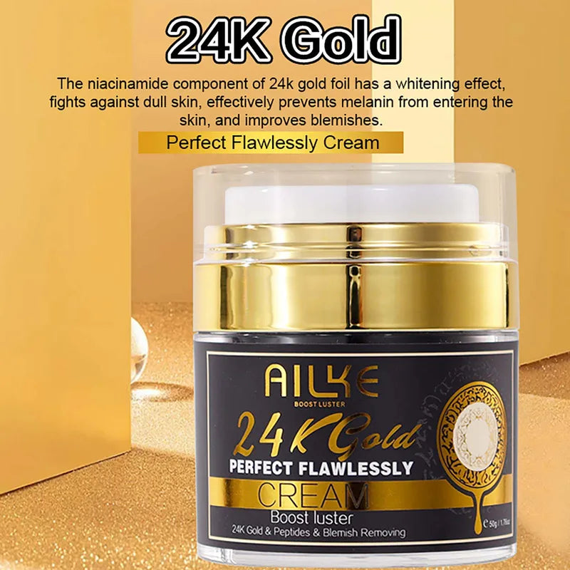 24K Gold Flawless Face Cream - Brightening, Dark Spot Reduction, Hydrating