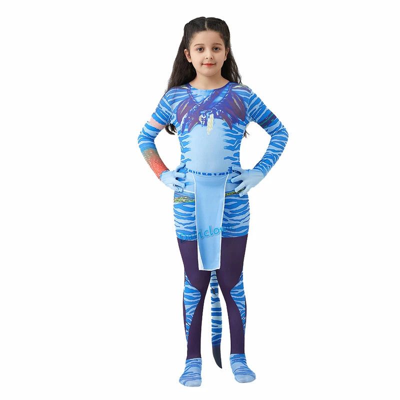 Kids Avatar Halloween Costume Bodysuit for Girls and Boys - Water of Water Tail Cosplay