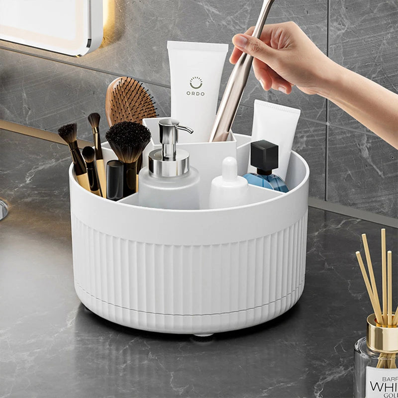 Rotating Makeup Brush & Cosmetic Storage Container with 360° Access