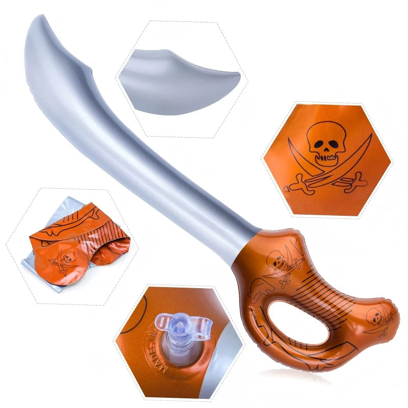18PCS Inflatable Pirate Swords and Latex Balloons Party Favors for Kids Birthday Halloween