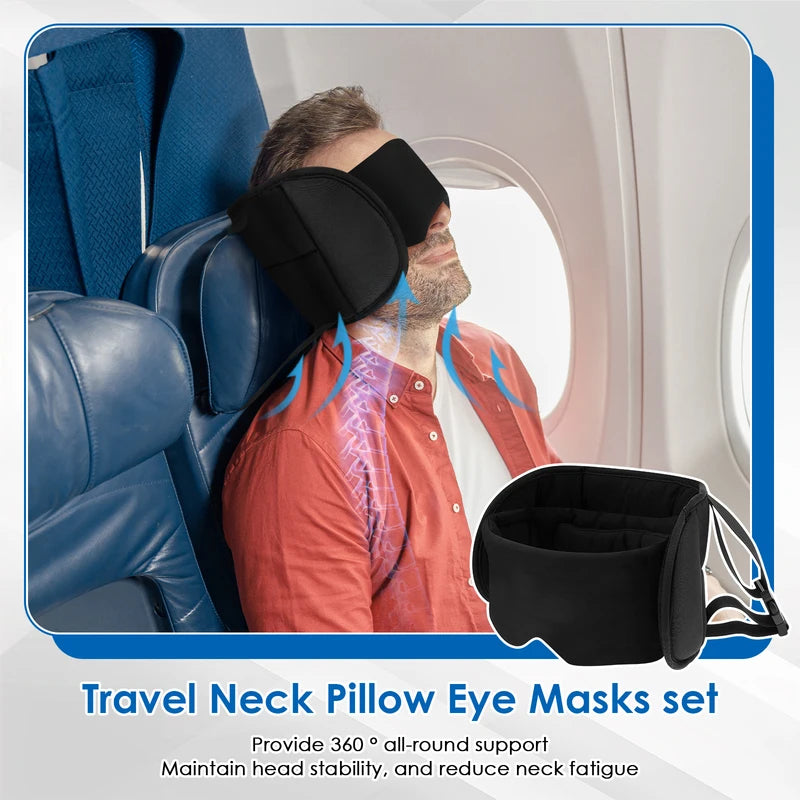 Travel Pillow with Eye Mask & Storage Bag - 360° Support Neck Rest