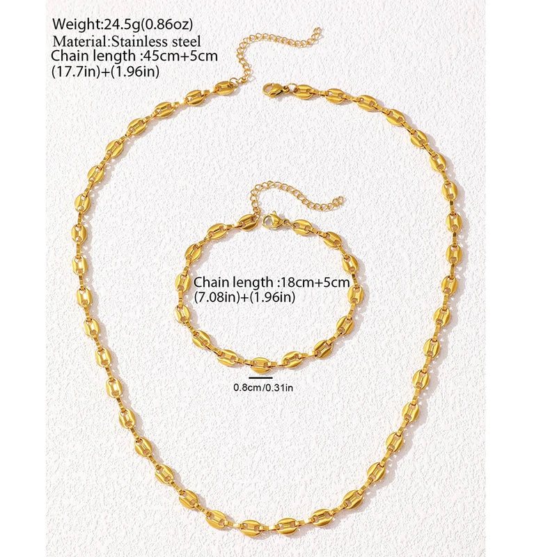 Cute Pig Nose Hollow Carving Jewelry Set for Women - Necklace & Bracelet