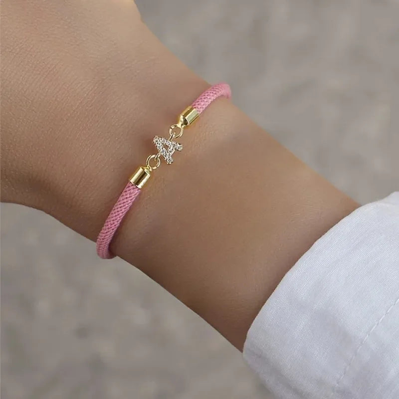 Initial Heart Charm Letter Link Bracelet for Women - Customizable Jewelry Gift