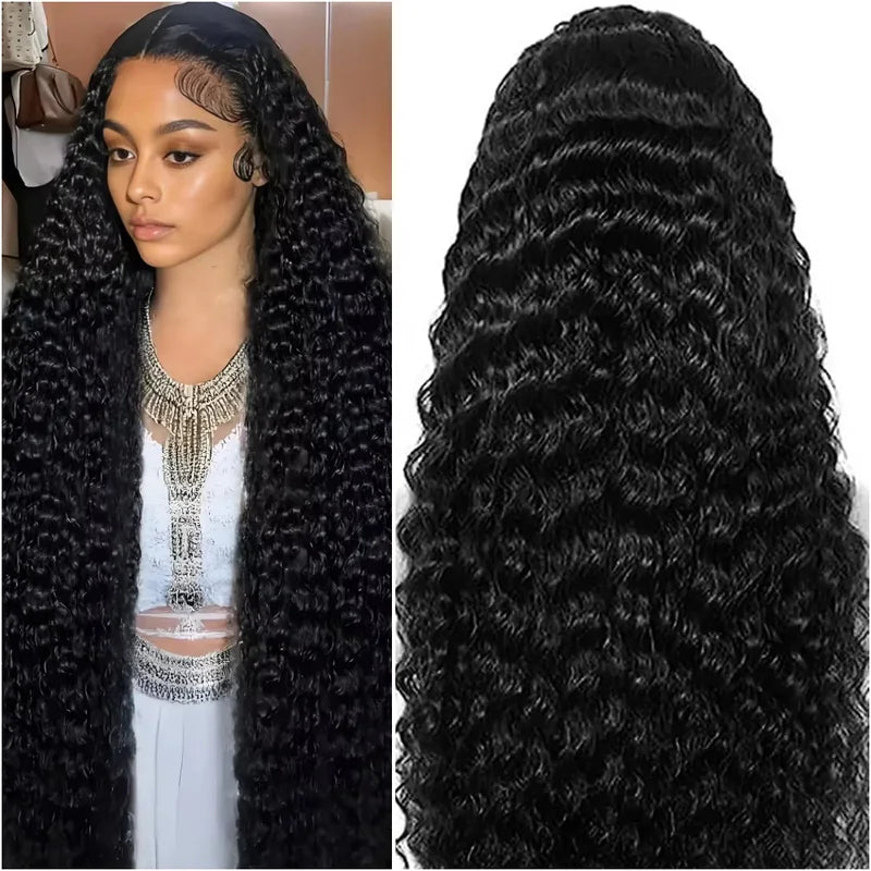 Deep Wave 13x6 5x5 Lace Front Human Hair Wig with 200% Density - Pre-Plucked Full Lace Frontal for Black Women