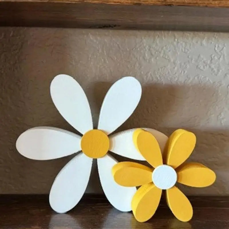 Wooden 3D Daisy Flower Decorations Set for Nursery & Home Decor