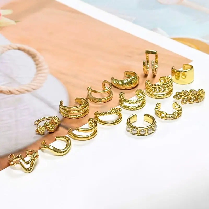 Minimalist CZ Ear Clips No Piercing Gold Silver Jewelry for Women