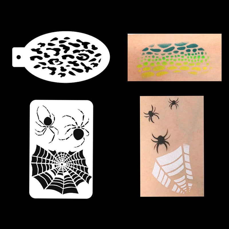 Reusable Face Paint Stencils for Body Art Halloween Makeup & Temporary Tattoos - 8 or 9 Pieces