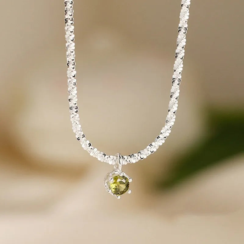 Sterling Silver Zircon Pendant Necklace for Women – Elegant Geometric Jewelry