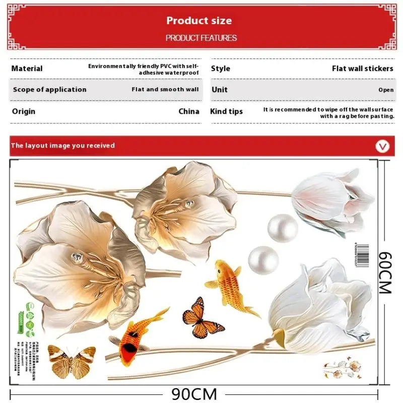 Flowers Wall Stickers - Aesthetic Removable Wallpaper for Living Room & Bedroom