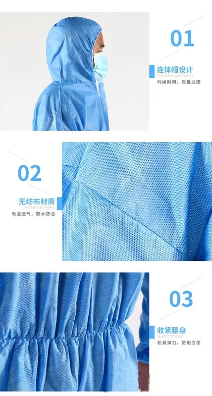 Disposable Breathable Waterproof Work Coverall Suit Safety & Painting Protective Gear