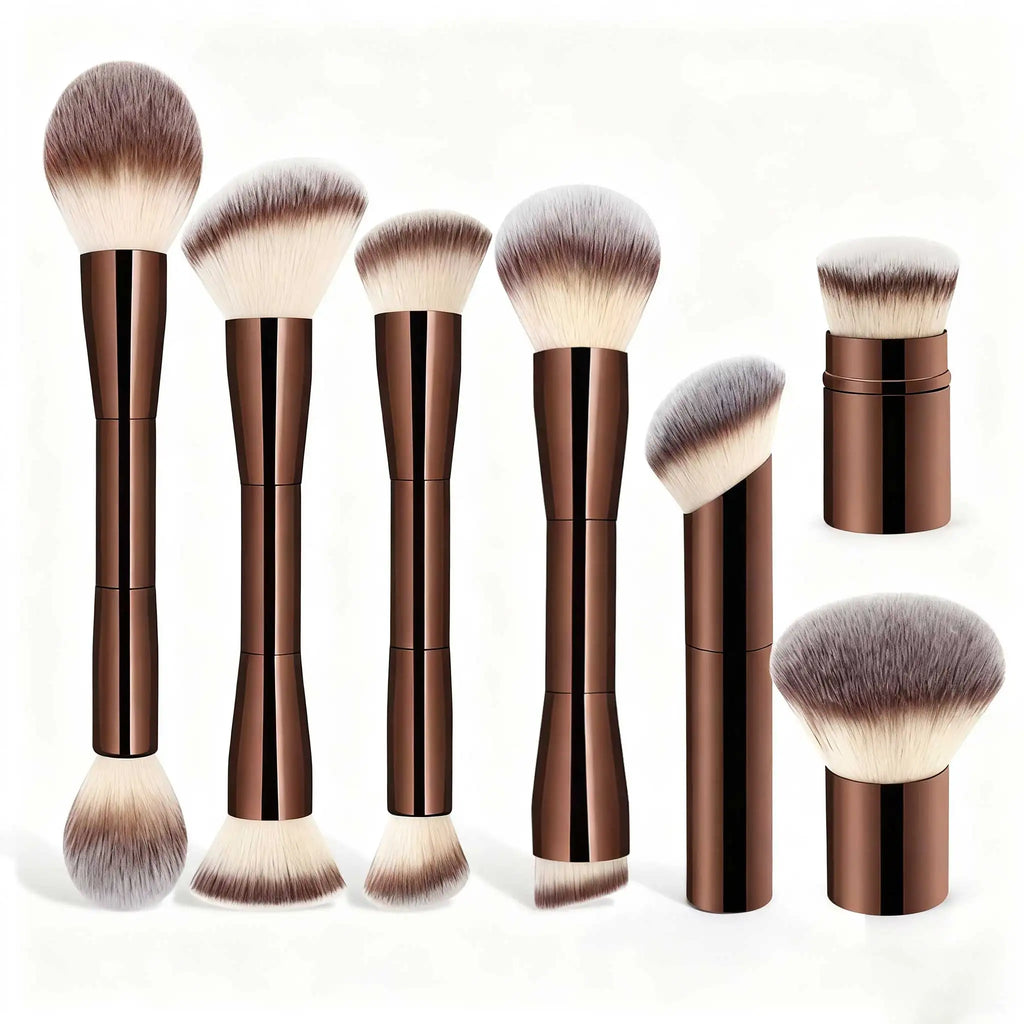 Double Head Makeup Brush for Foundation Powder Concealer Blush Bronzer - Soft Fiber Cosmetic Tool