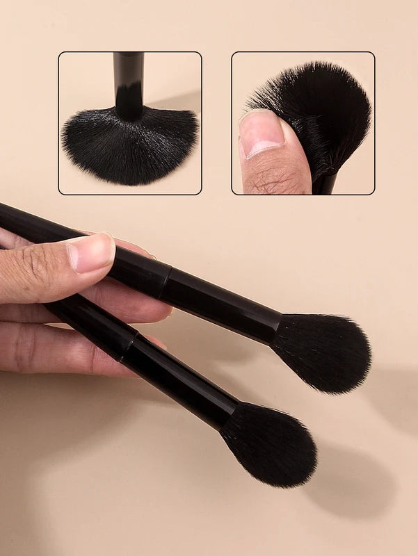 2pcs Soft Fiber Bristle Flame Type Loose Makeup Brushes - Blush & Setting Tool