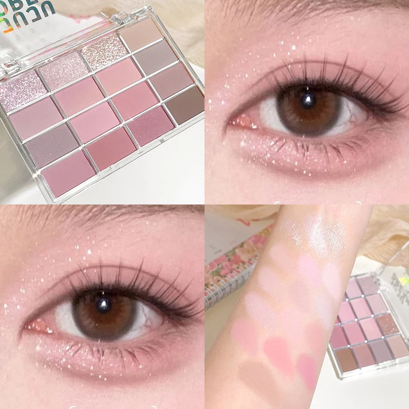 16-Color Earth Tone Eyeshadow Palette Matte & Shimmer for Daily Makeup