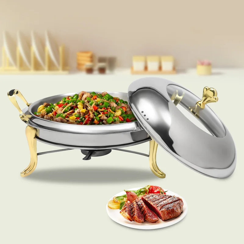 Stainless Steel Food Warmer with Alcohol Burner - 2.5L Buffet Chafing Dish for Catering & Parties
