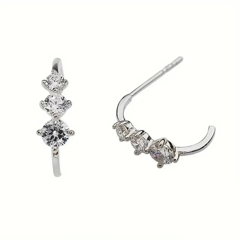 Minimalist Stud Earrings with Cubic Zirconia for Women - Simple Elegant Wedding Jewelry