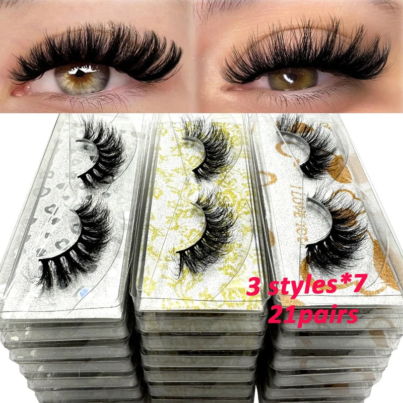 21 Pairs 3D Mink False Eyelashes Fluffy Dramatic Makeup Lashes - Cruelty-Free