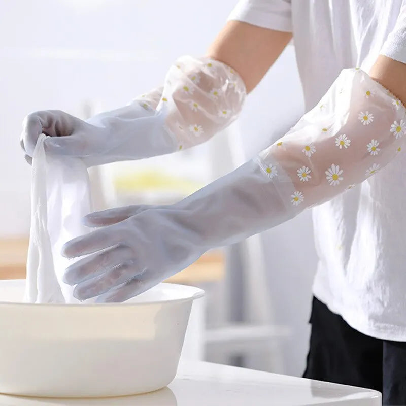Waterproof Household Cleaning Gloves - Latex, Wear-Resistant, Multi-Color