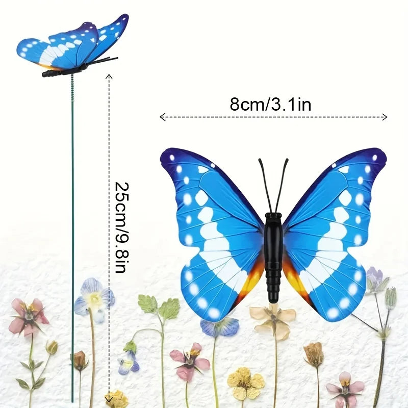 Glow In The Dark Butterfly Stakes - 24 Outdoor Garden Lawn Decor