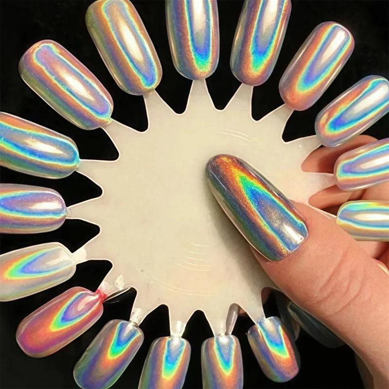 Rainbow Laser Nail Powder Set - Mirror, Cat Eye, Pearl Effects DIY Manicure