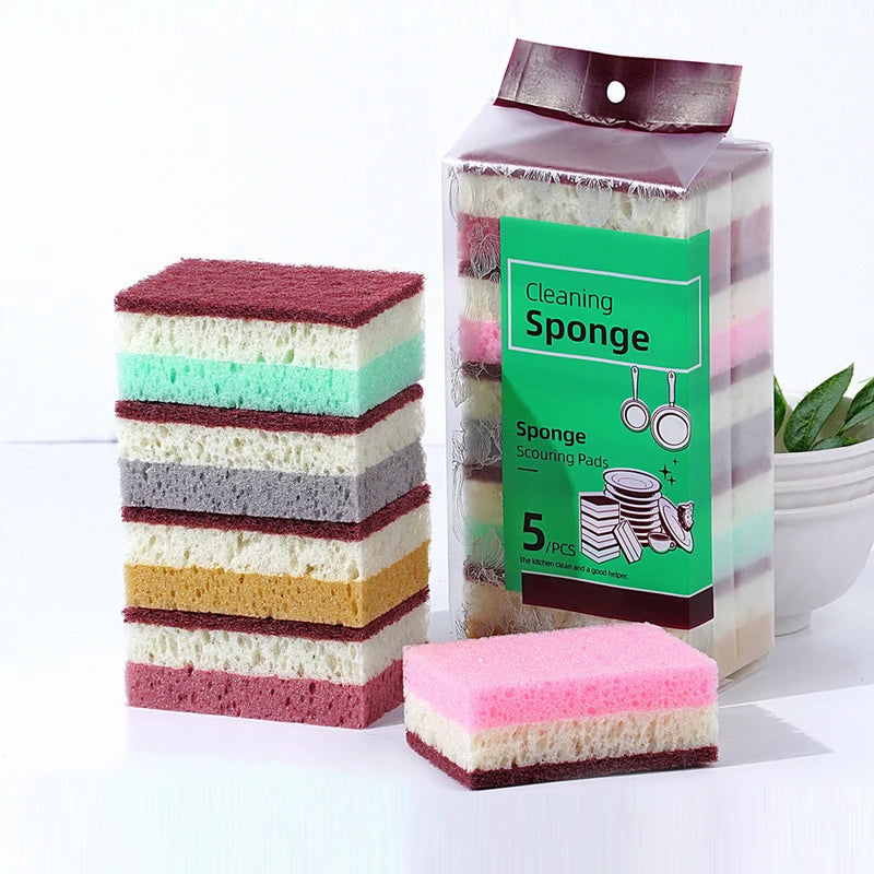 High Density Sponge Cleaning Cloth for Dishwashing and Kitchen Use – Non-Greasy, Multi-Color