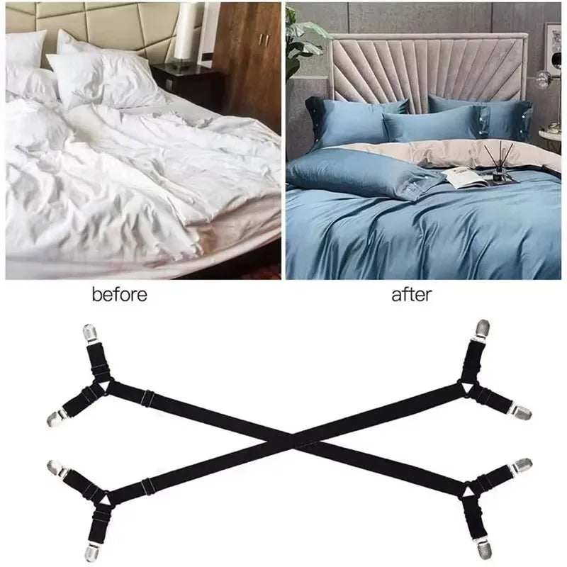 Universal Bed Sheet Fastener Straps Kit - Adjustable Non-Slip Clip Holders