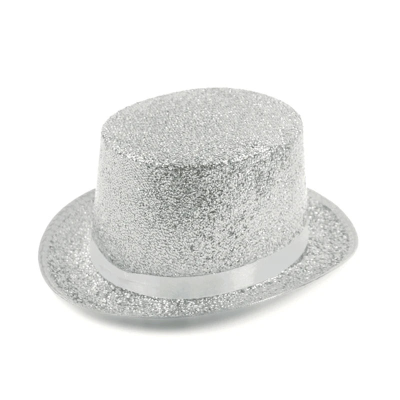 Multicolor Glitter Top Hat for Parties and Costumes - Lightweight Festive Headwear