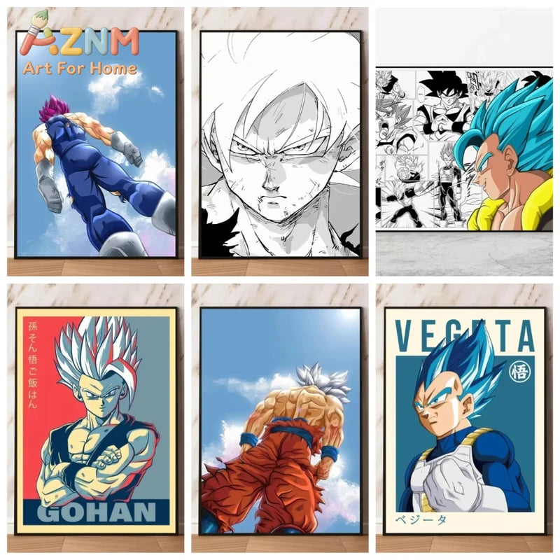 Painting By Numbers Kit for Anime Characters Goku and Vegeta - Home Decor & Holiday Gift