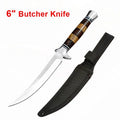Stainless Steel Sashimi Knife Cleaver with Wooden Handle - Meat Fish Filleting & Butcher Kitchen Knife
